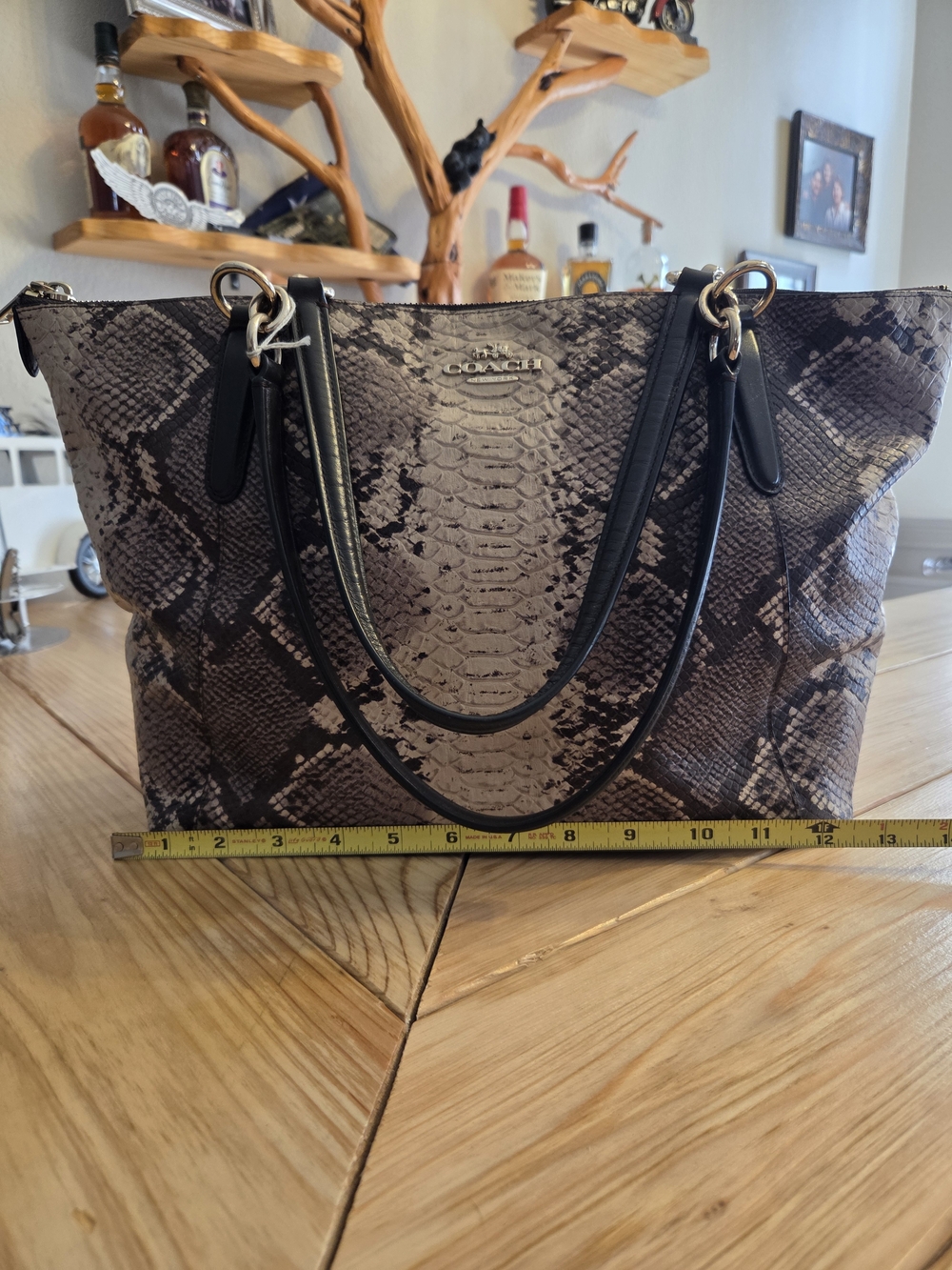 Coach Vintage Python-Print Tote Bag in Cream/Brown